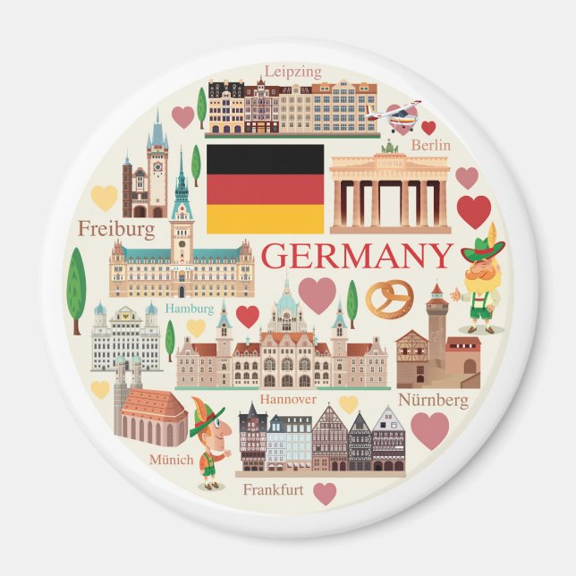 Deutschland Reisesymbole Magnet (Vorne)