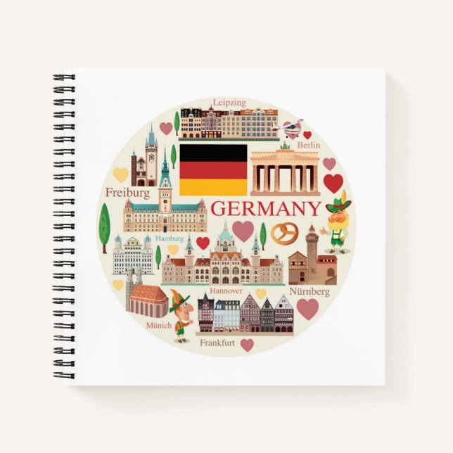 Deutschland Reisesymbole Notizbuch (Vorderseite)