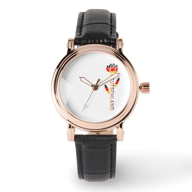 Deutschland - Rose der deutschen Flagge Armbanduhr (Vorderseite)