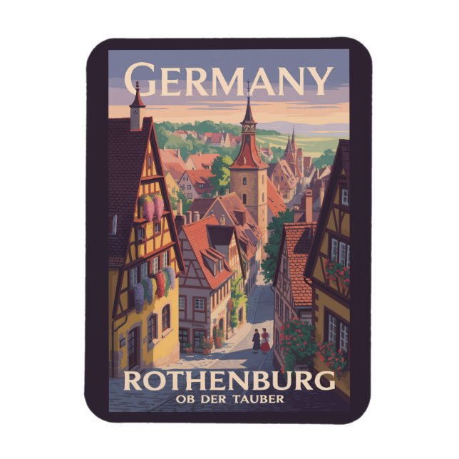 Deutschland Rothenburg ob der Tauber Illustration  Magnet (Vertikal)