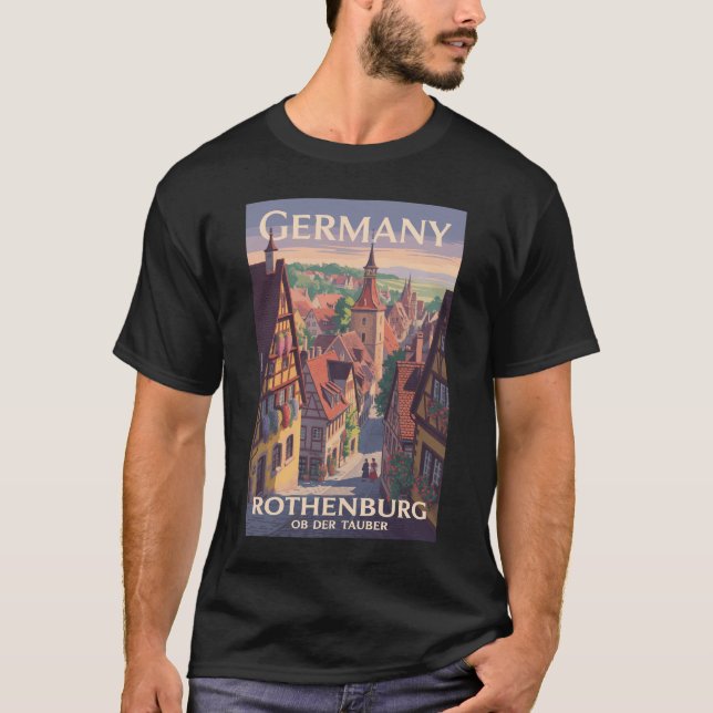 Deutschland Rothenburg ob der Tauber Illustration  T-Shirt (Vorderseite)