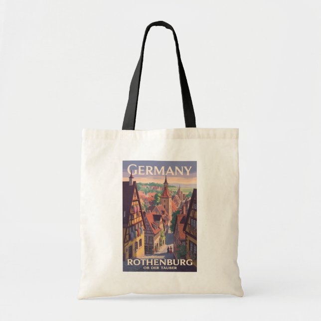 Deutschland Rothenburg ob der Tauber Illustration  Tragetasche (Vorne)
