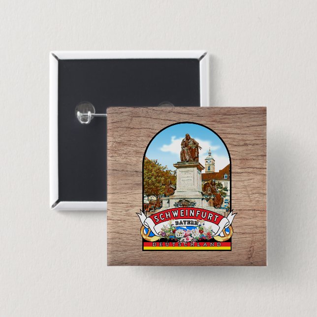 Deutschland Schweinfurt Vintage souvenir Button (Vorne & Hinten)