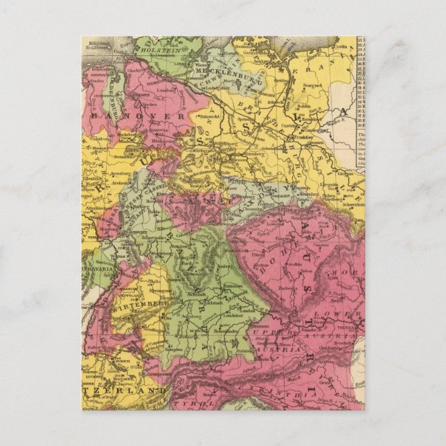 Deutschland, Schweiz und Norditalien Postkarte (Vorderseite)