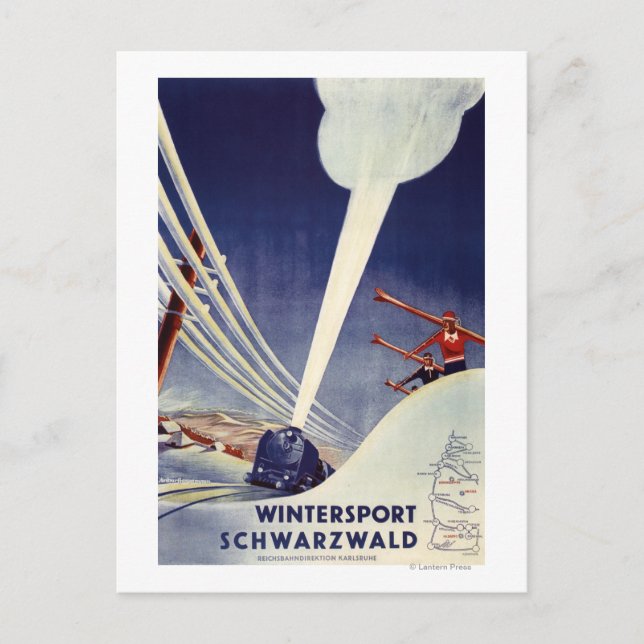 Deutschland - Skifahren im Schwarzwald Postkarte (Vorderseite)