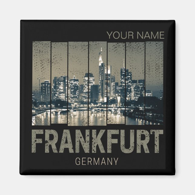 Deutschland Skyline Retro Vintag Souvenir Magnet (Vorne)