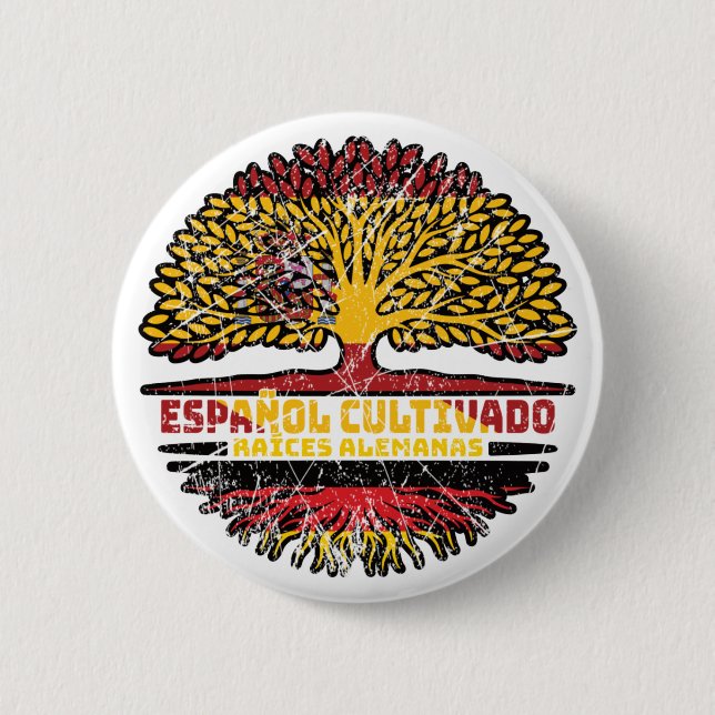Deutschland Spanien - Fahne für Baumwurzeln Button (Vorderseite)