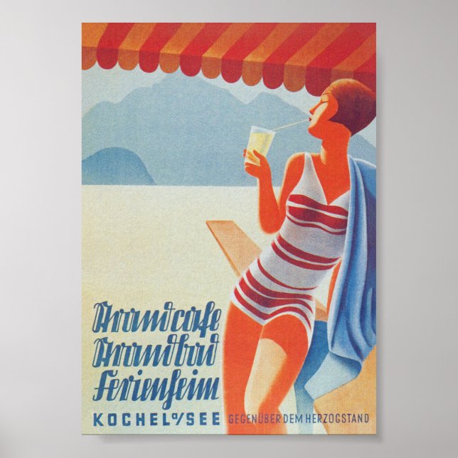Deutschland, Strand, Vintage Travel Poster (Vorne)