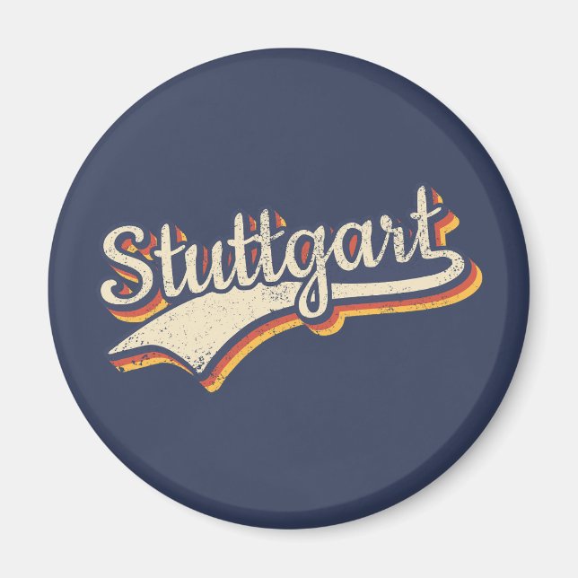 Deutschland Stuttgart Vintage Retro Typografie Magnet (Vorne)