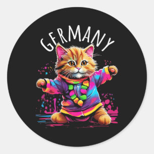 Deutschland tanzt Katzen Spaß farbenfroh Niedliche Runder Aufkleber
