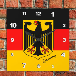 Deutschland Uhr, patriotische Zuhause, deutsche Fl Quadratische Wanduhr
