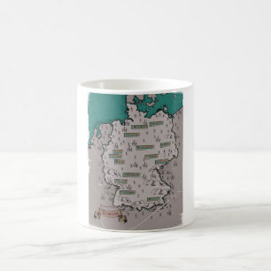 Deutschland Vintage illustrierte Karte Kaffeetasse