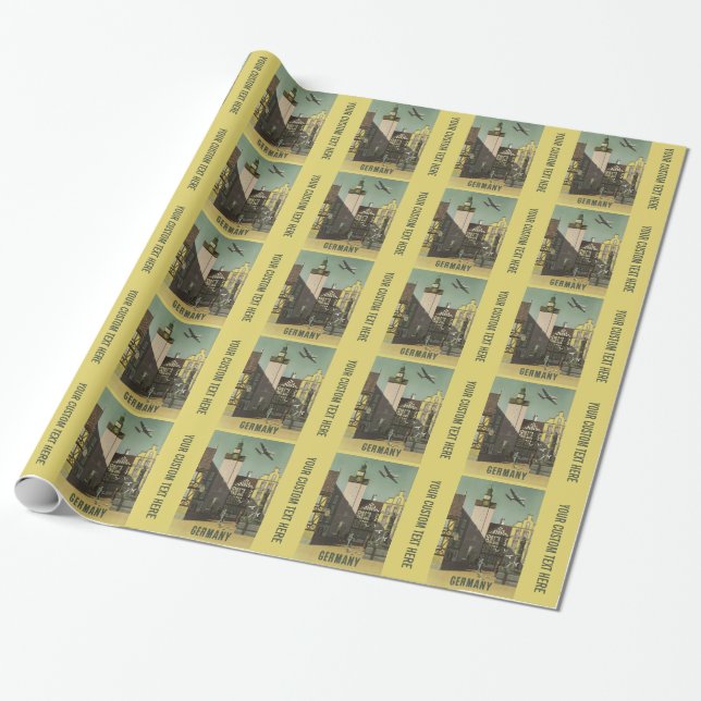 DEUTSCHLAND Vintage Reiseverpackungspapier Geschenkpapier (Ungerollt)