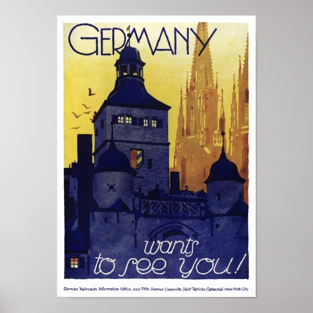 Deutschland Vintage Travel Poster wiederhergestell (Vorne)