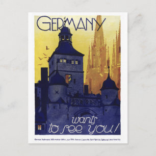 Deutschland Vintage Travel Poster wiederhergestell Postkarte