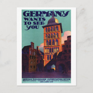 Deutschland Vintage Travel Poster wiederhergestell Postkarte
