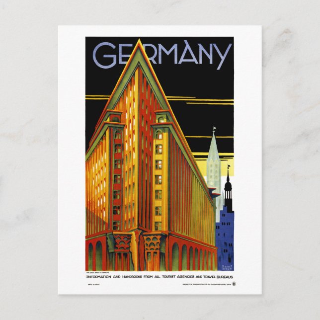 Deutschland Vintage Travel Poster wiederhergestell Postkarte (Vorderseite)