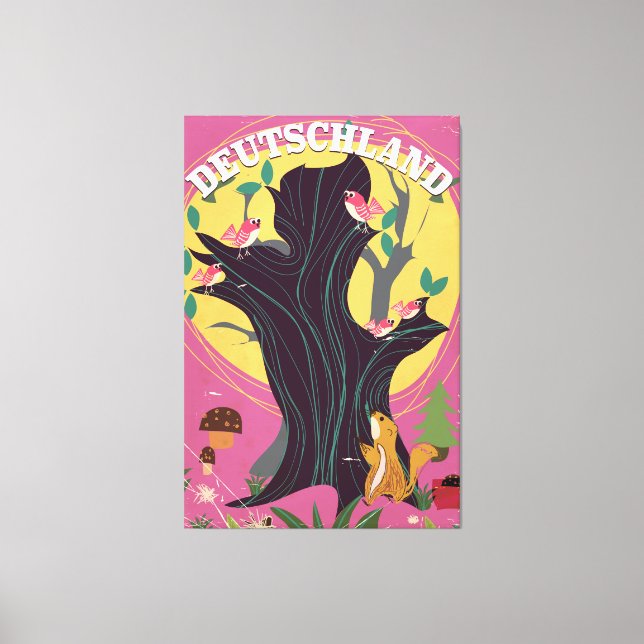 Deutschland Vintages Cartoon Landschaftsposter Leinwanddruck (Vorderseite)