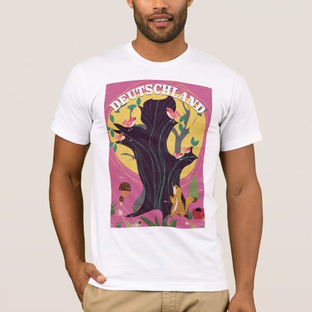 Deutschland Vintages Cartoon Landschaftsposter T-Shirt (Vorderseite)