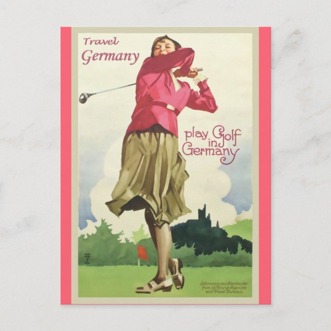 Deutschland Vintages Golfplakat Postkarte (Vorderseite)