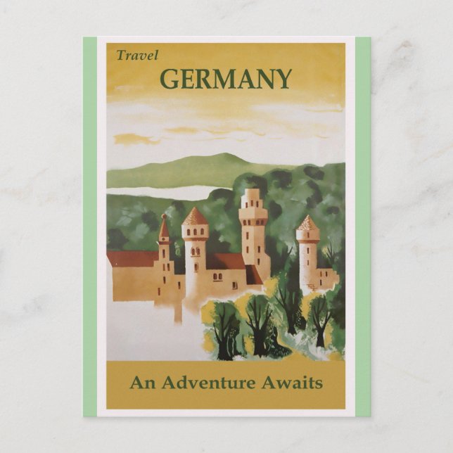 Deutschland Vintages Schlossreiseplakat Postkarte (Vorderseite)