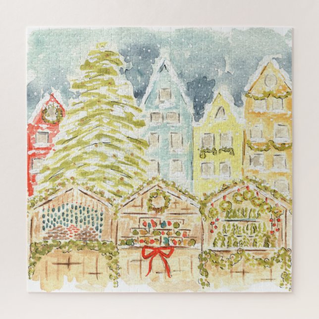 Deutschland Weihnachtsmarkt Wasserfarbe Jigsaw Puz (Vertikal)