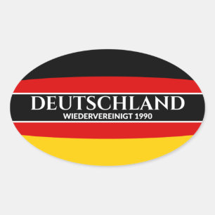 Deutschland Wiedervereinigt 1990 Weißer Text Ovaler Aufkleber