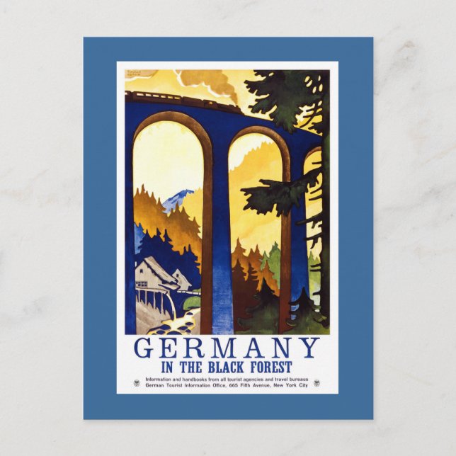 Deutschlands Schwarzwald-Vintage-Reiseplakat Postkarte (Vorderseite)
