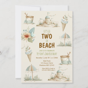 Deux à la plage Invitation d'anniversaire pour enf