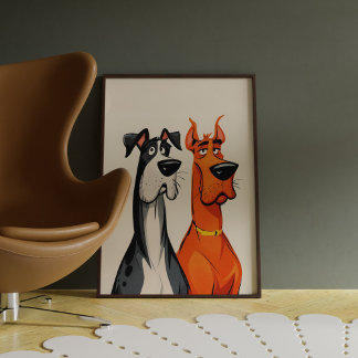 Deux affiches d'art mural de Dogues Allemands