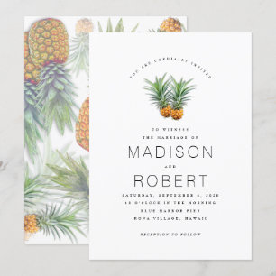 Deux ananas Hawaii thème Mariage Invitations