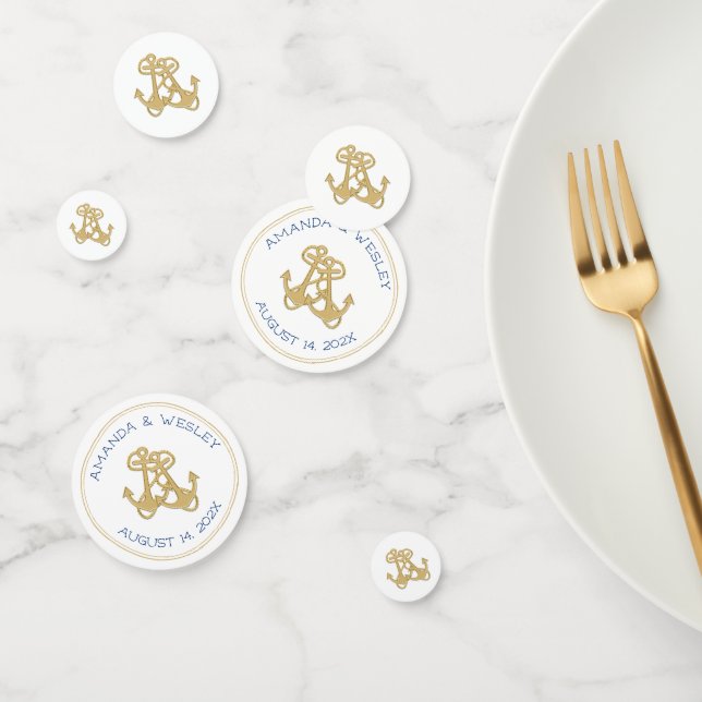 Deux Ancres d'or Mariage table Confetti personnali (Groupe)