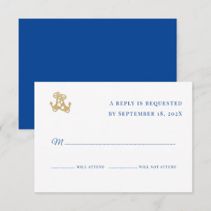 Deux Ancres White Navy Simple Reply Cartes