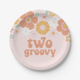 Deux assiettes en papier rétro florales pour anniv