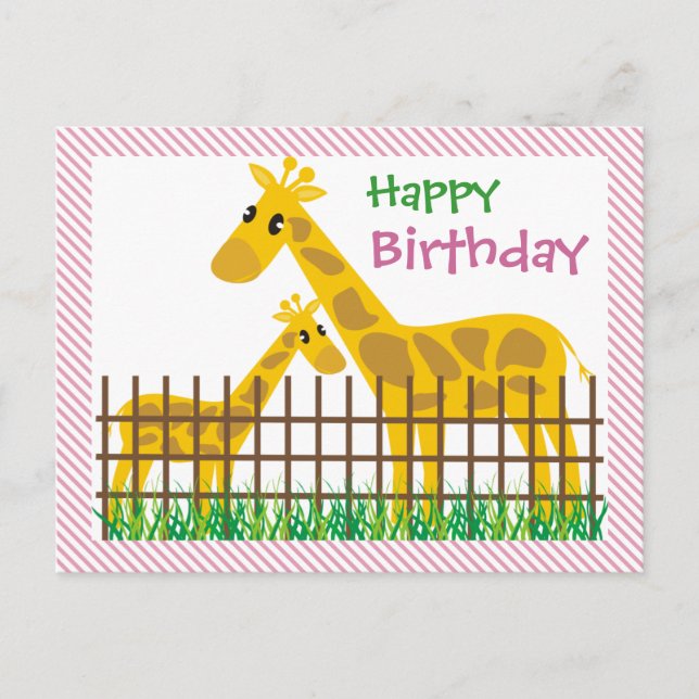 Deux (Aussi) Giraffes Cutes Bonne Carte Postale An (Devant)
