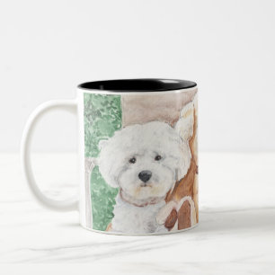 Deux Bichons et un Ami sur une Mug / Coupe