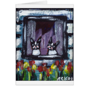 deux bostons dans la fenêtre