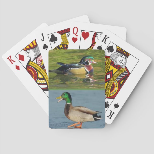 Deux canards sur une plate-forme des cartes de jeu (dos)