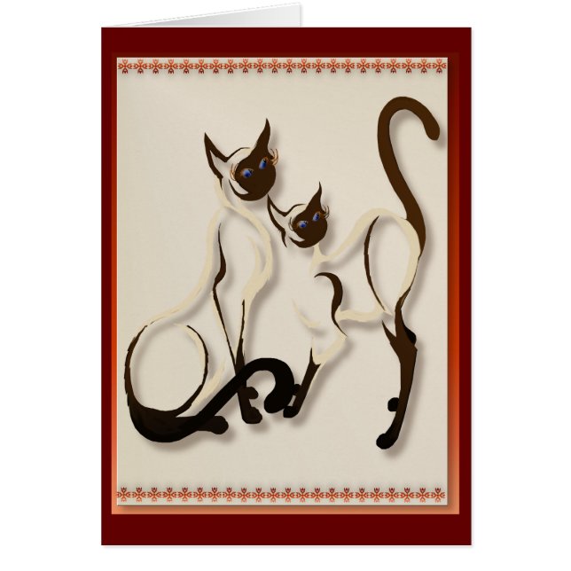 Deux cartes de chats siamois (Devant)