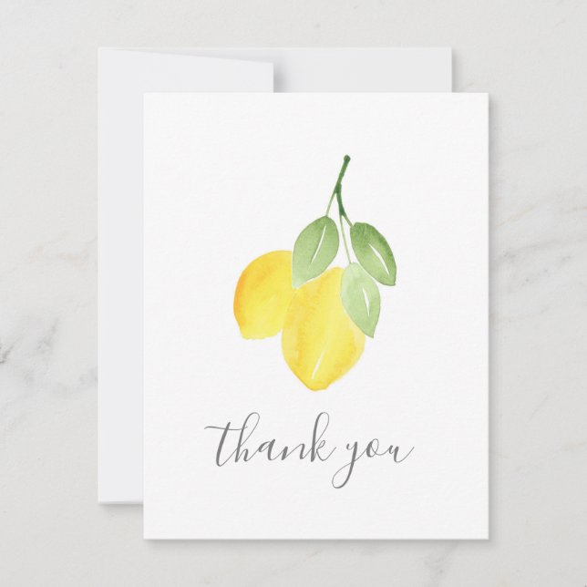 Deux Cartes de remerciements citrons aquarelles (Devant)