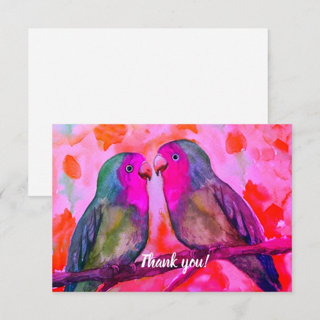 deux cartes de remerciements d'oiseaux (Devant / Derrière)