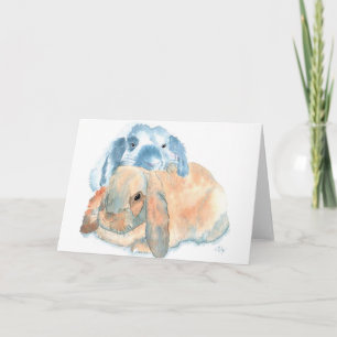 Deux cartes de voeux de lapins