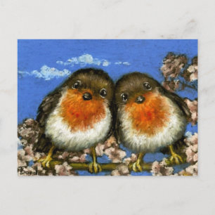Deux cartes postales de rouges-gorges par Tanya Bo