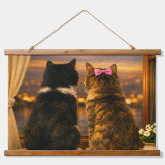 Deux chats à la fenêtre – Tapisserie murale au cré