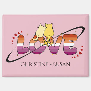 Deux chats amoureux Magnet Drapeau Lesbien Coucher