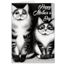Deux chats Bonne carte de voeux pour la fête des m