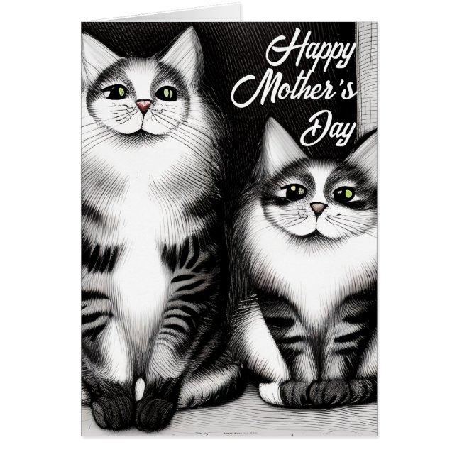 Deux chats Bonne carte de voeux pour la fête des m (Devant)