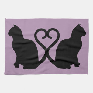 Deux chats en amour Silhouette Serviette de cuisin