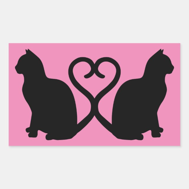 Deux chats en amour Silhouette Stickers Rectangle (Devant)