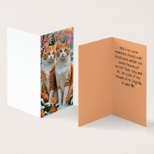 Deux chats joyeux carte de Noël